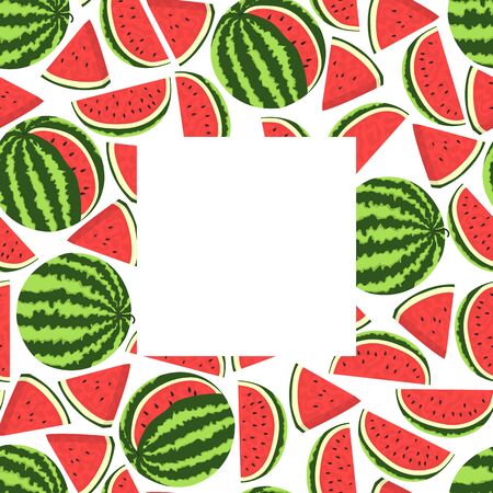 Vector square watermelon frame with text for text. Watermelon background. National watermelon day.のイラスト素材
