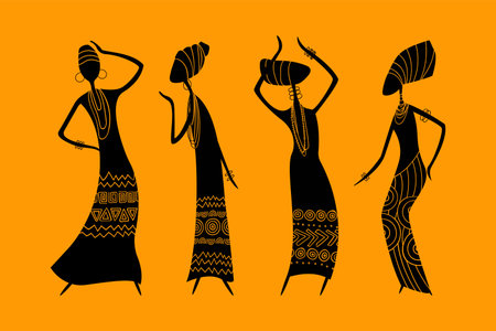 Dancing African women vector image.のイラスト素材