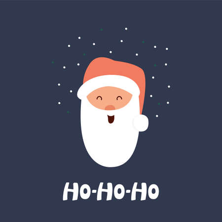 Santa Claus with ho ho ho inscription. Cute Christmas card.のイラスト素材