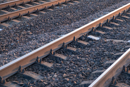 railroad closeup. Travel background concept. selective focusの写真素材