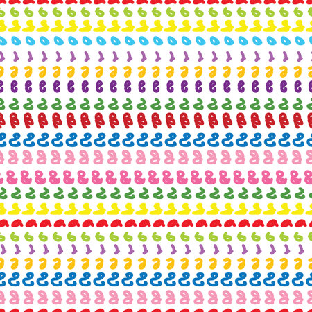 Seamless pattern with abstract color doodle figures on white background.のイラスト素材