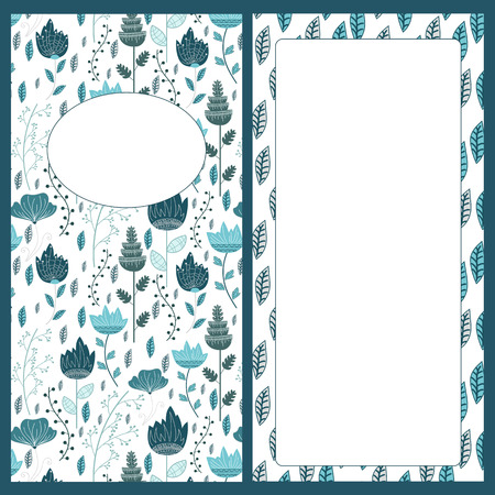 Bright invitation with decorative blue flowersのイラスト素材