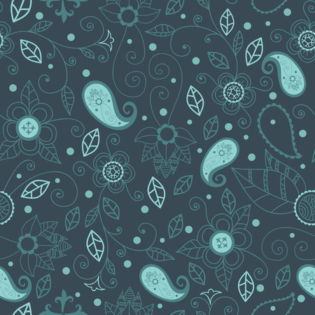 Floral pattern on a dark blue backgroundのイラスト素材