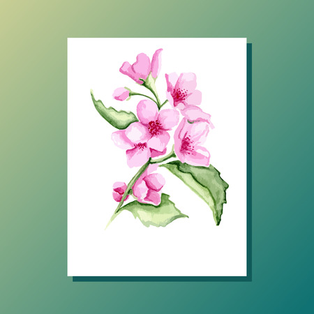 Floral card or invitation. Watercolor. Vector illustrationのイラスト素材