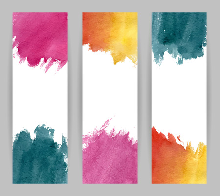 Set of three watercolor banners. Vector illustrationのイラスト素材