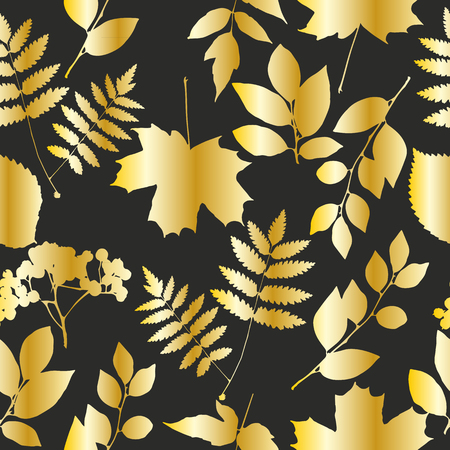 Seamless gold leaf pattern. Vector illustrationのイラスト素材