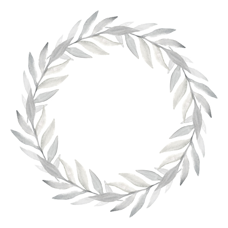 Leaf wreath. Watercolor hand drawnの写真素材