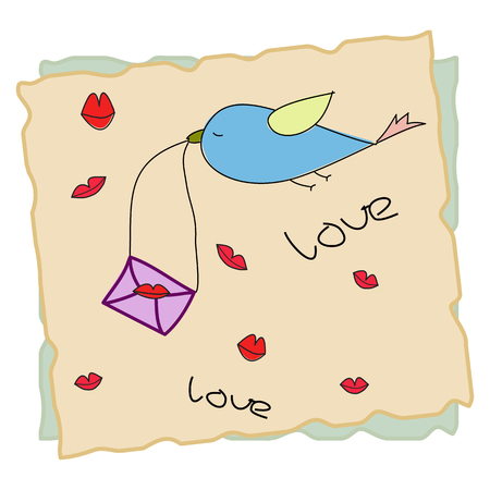 Simple flying bird with letter in beakのイラスト素材