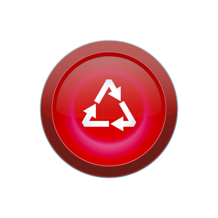 Vector red round recycle button on white backgroundのイラスト素材