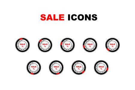 Round retro icons with sale text in isolated backgroundのイラスト素材