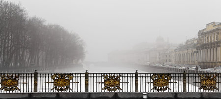 Saint Petersburg. The river Fontanka in the mist morning