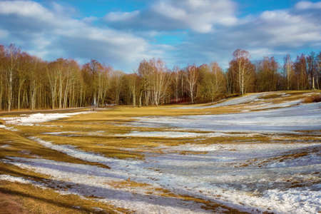 March landscape in Russia. Peterhof. Saint Petersburgの写真素材