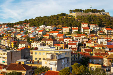 Panorama of the city of Sibenik, Croatiaの写真素材