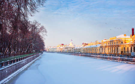 The river Fontanka in the winter. Saint Petersburg. Russia.の写真素材