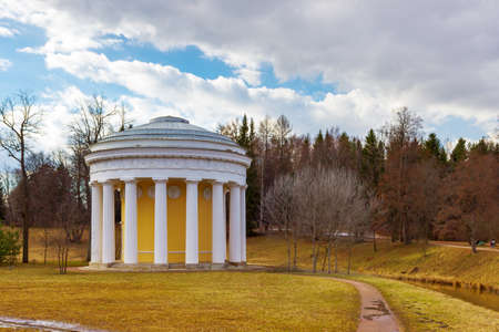 View of the Friendship Temple at the Park of Pavlovsk  in the spring. Saint Petersburg. Russia.の写真素材