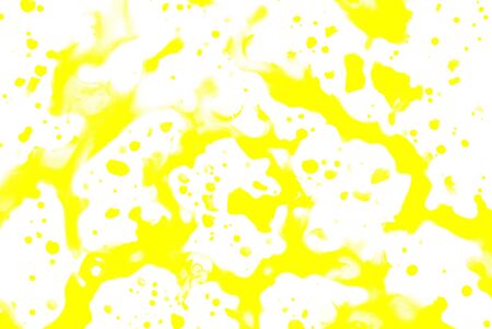 Yellow drops of paint on a white background. Abstractionの写真素材
