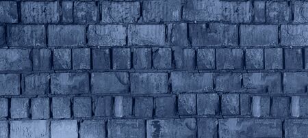 Abstract blue background - Brick wall. 2020 new color. Bannerの写真素材