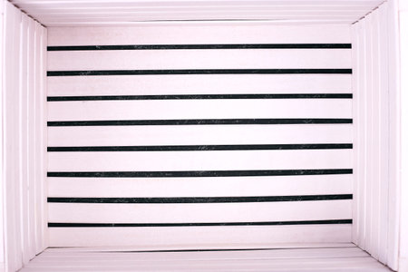 Empty wooden basket as a background. Woodenb stripped backgrounfの写真素材