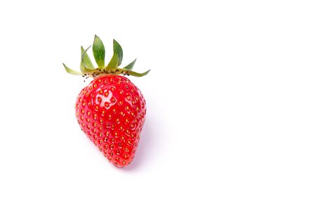 One strawberry berry isolated on white backgroundの写真素材
