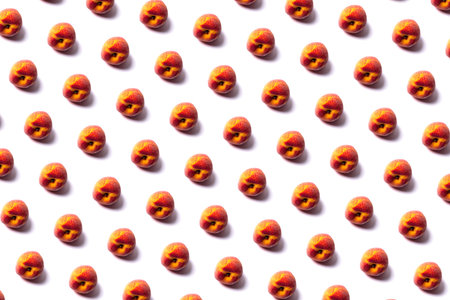 Seamless pattern with peach. Tropical abstract background. Peach on the white background.