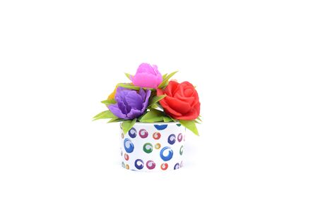 
flowers from soap made by hand isolated on white backgroundの写真素材