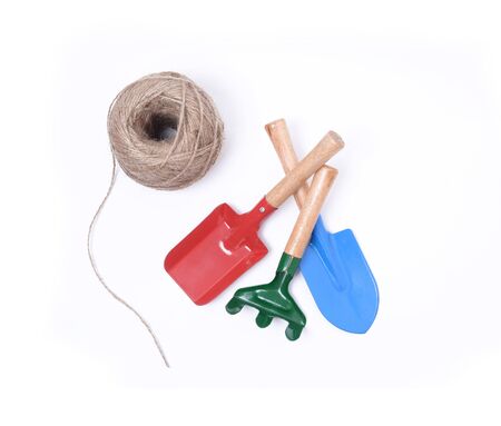 garden tools for growing indoor plants isolated on white backgroundの写真素材