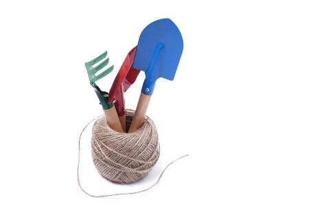 garden tools for growing indoor plants isolated on white backgroundの写真素材