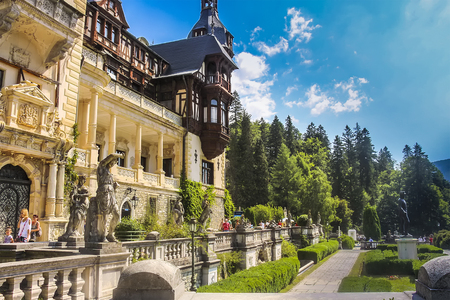 Sinaia, Romania - 2013: Gardens of Peles Castleのeditorial素材