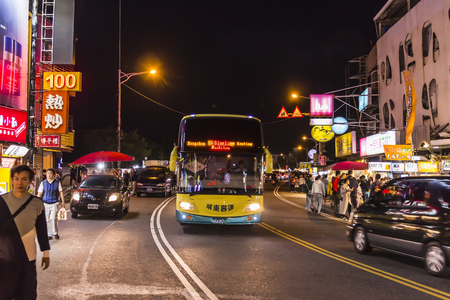Kenting, Taiwan - Feb 2019: Vibrant streets at Kenting Street Night Market with locals and touristのeditorial素材