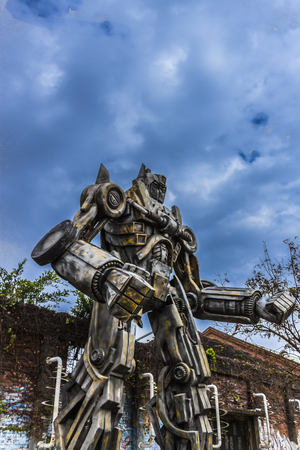 Kaohsiung, Taiwan - Feb 2019: 2 story high Transformer replica at Pier-2 Art Centerのeditorial素材