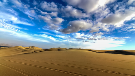 The sand dune desert near the oasis of Huacachina, Peruの写真素材