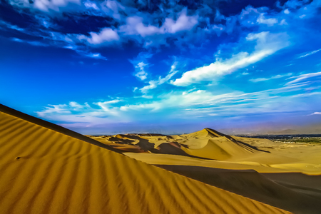 The sand dune desert near the oasis of Huacachina, Peruの写真素材