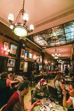 Buenos Aires - Jan 2015: The interior of Cafe Tortoni, is one of the most beautiful cafes in the worldのeditorial素材