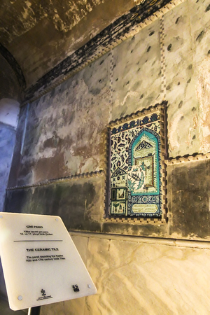 Istanbul - Jan 2016: 16th and 17th century Iznik tile depicting the Kaaba at Hagia Sophiaのeditorial素材