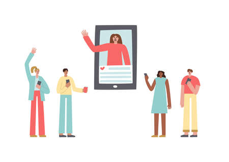 Social media influencer marketing concept. Followers and bloggerのイラスト素材