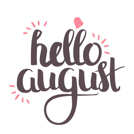 calligraphy in colorful style banners, labels, signs, prints, posters, the web. Hello Augustのイラスト素材