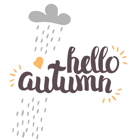 Vector Hand Drawn Lettering. The Trend Calligraphy for banners, labels, signs, prints, posters, web and phone case. Hello autumnのイラスト素材