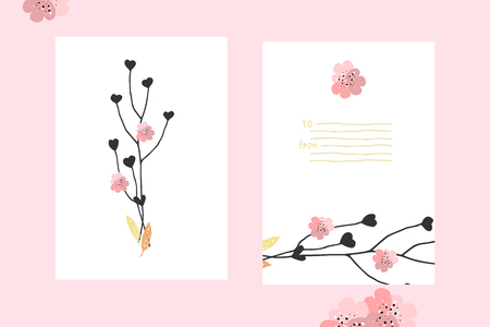 Vector Creative Business Card Template With Flower. For banners, labels, prints,web and phone case, visit card, invitation, greeting cardのイラスト素材