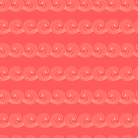 Vector seamless pattern with ocean waves. Abstract doodle hand drawn illustration. For wallpaper, print, posters and phone case.のイラスト素材