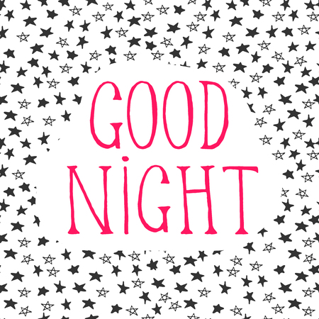 Vector Hand Drawn Lettering. Motivation Phase for prints, posters, web and phone case. Good Nightのイラスト素材