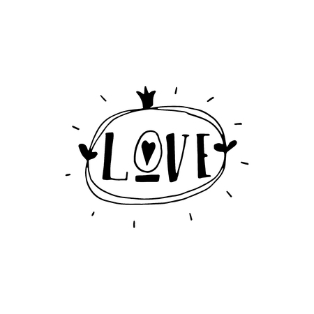 Cute hand drawn positive vector lettering about love. The beauty brush modern calligraphy for prints, posters, phone case, scrapbook, valentines day, wedding typography.のイラスト素材