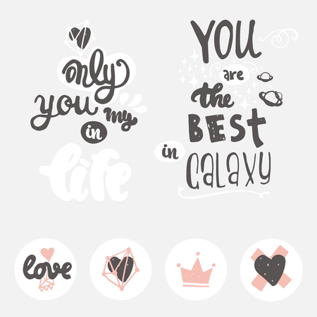 Cute hand drawn positive vector lettering about love. The beauty brush modern calligraphy for prints, posters.のイラスト素材