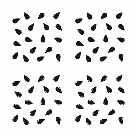 Black watermelon seeds set, flat illustrationのイラスト素材