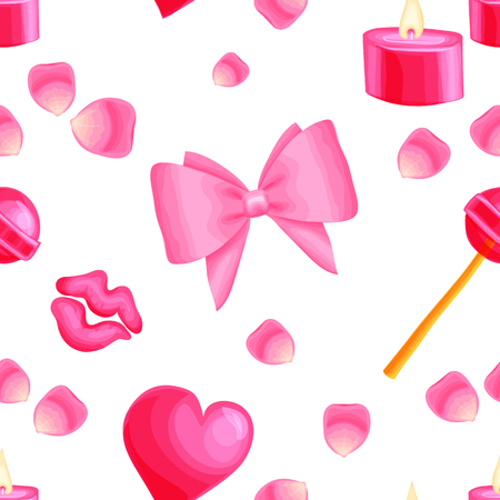 Pink  pattern with valentine itemsのイラスト素材