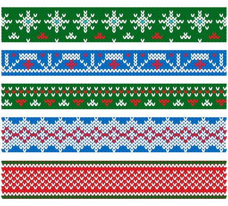 New year and Christmas Party Flat style vector knitting bordersのイラスト素材