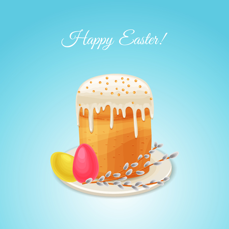 Easter vector holiday card in cartoon styleのイラスト素材