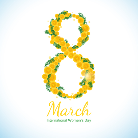 Women day background with frame of mimosa flowers.のイラスト素材