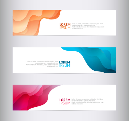 Abstract horizontal geometric design banners with wavy shapesのイラスト素材