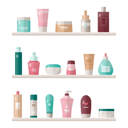 Set of tubes and vials cosmetics for beauty and skin care. Vector, illustration isolated on white background EPS10.のイラスト素材