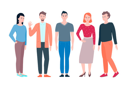 Group of working people standing on white background. Vector set illustrationのイラスト素材